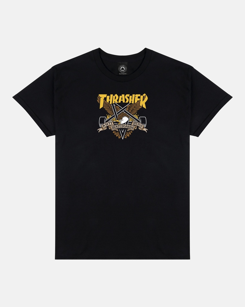 T-SHIRT THRASHER X ANTIHERO EAGLEGRAM - NOIR