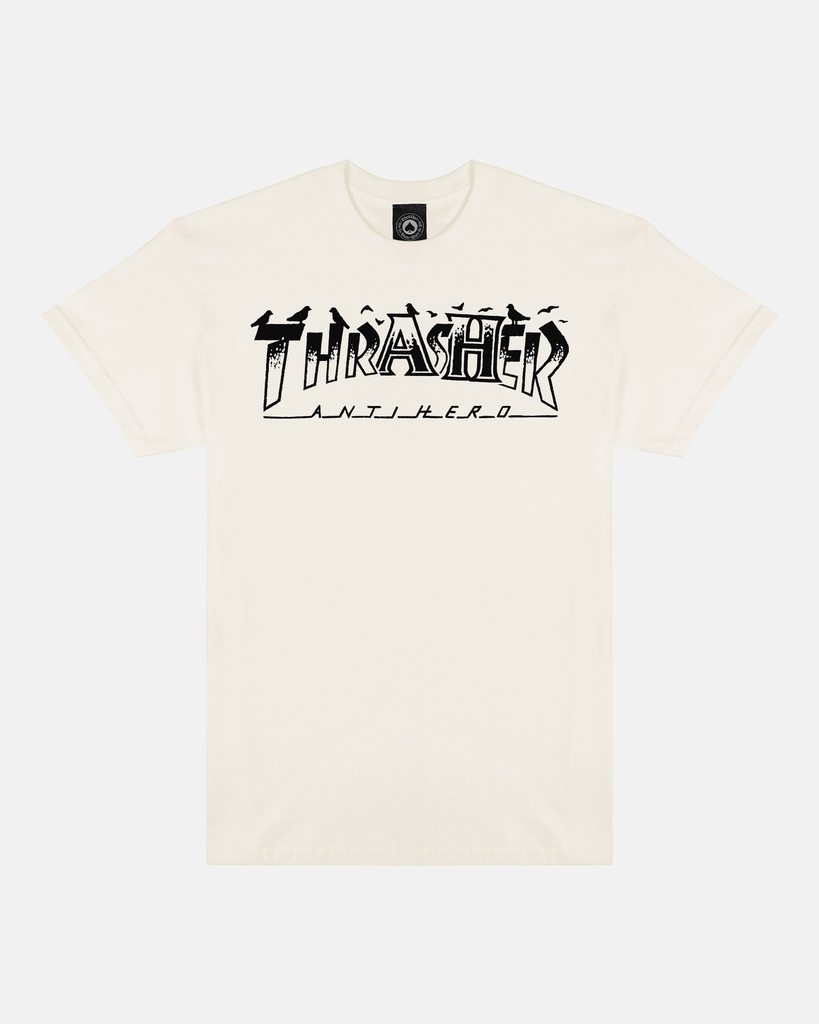 T-SHIRT THRASHER X ANTIHERO PIGEON MAG - NATURAL