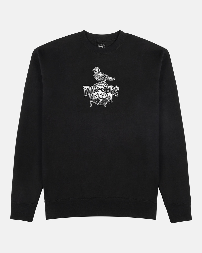 COTON OUATÉ THRASHER X ANTIHERO COVER THE EARTH CREWNECK - NOIR