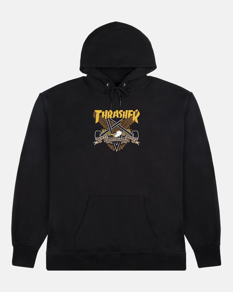 THRASHER X ANTIHERO EAGLEGRAM PULL OVER HOODIE - BLACK