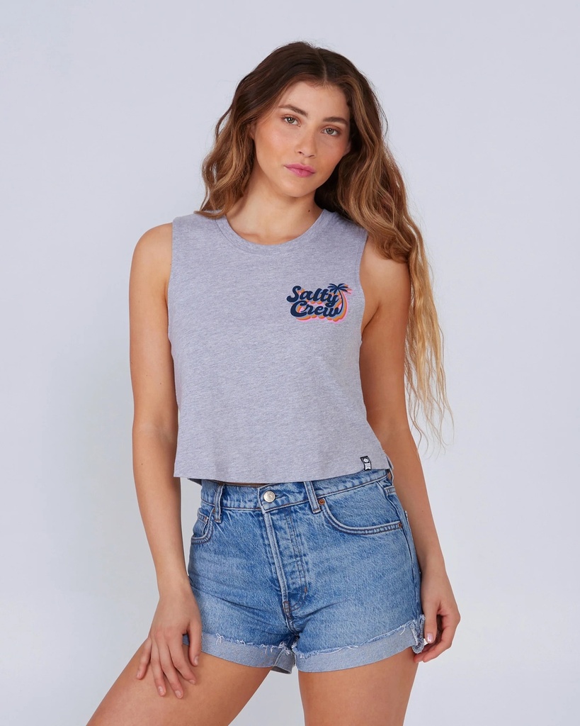 SALTY CREW WOMEN'S SALTY SEVENTIES CROPPED TANK - ATHELTIC HEATHER