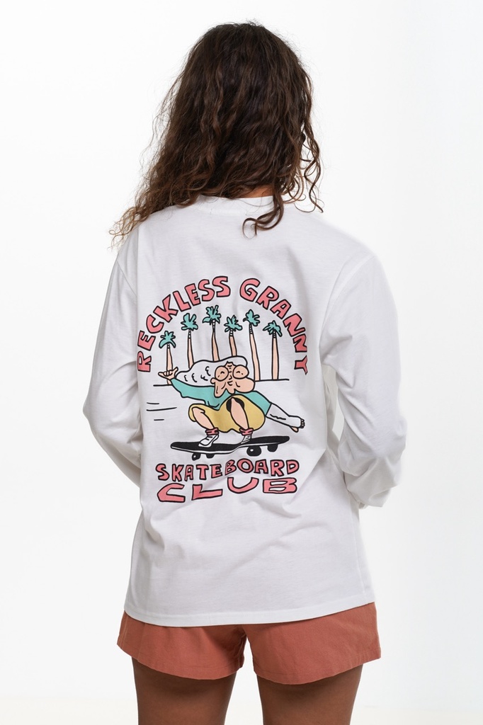 NOTICE THE RECKLESS GRANNY LONG SLEEVE TEE - WHITE