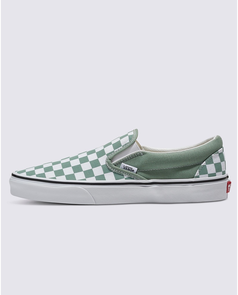 VANS SHOES CLASSIC SLIP ON - COLOR THEORY CHECKERBOARD ICEBERG GREEN