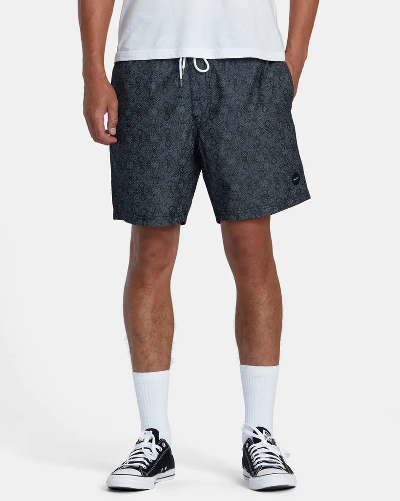 SHORT RVCA ESCAPE ELASTIC WAIST CHAMBRAY - WASHED BLACK