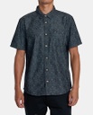 RVCA FRAME CHAMBRAY SHORT SLEEVE WOVEN SHIRT - WASHED BLACK