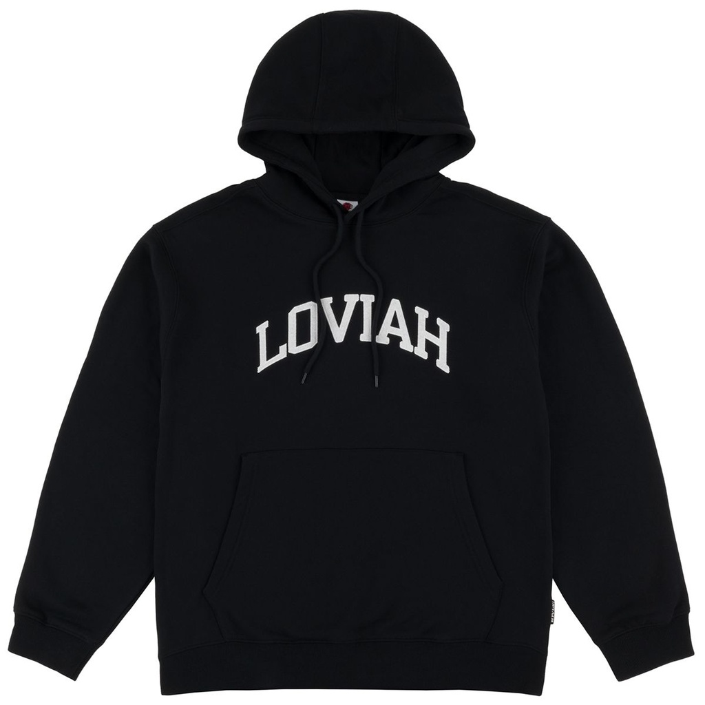 LOVIAH COLLEGIATE FELT HOODIE - BLACK