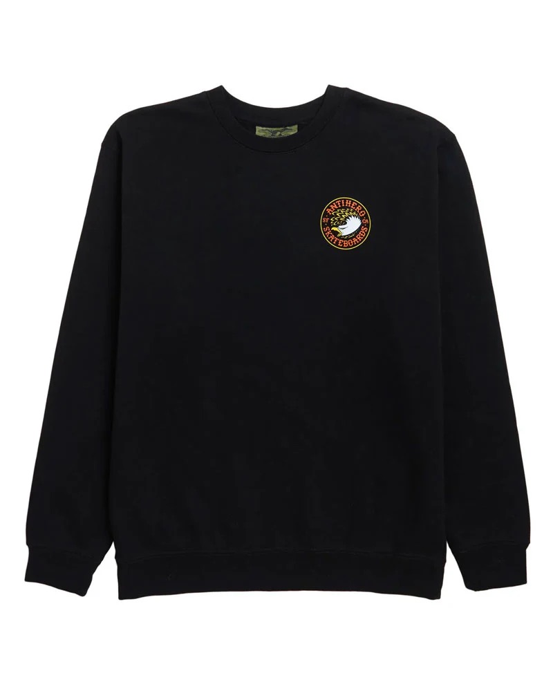 COTON OUATÉ CREWNECK ANTIHERO EAGLE ROUND  - BLACK