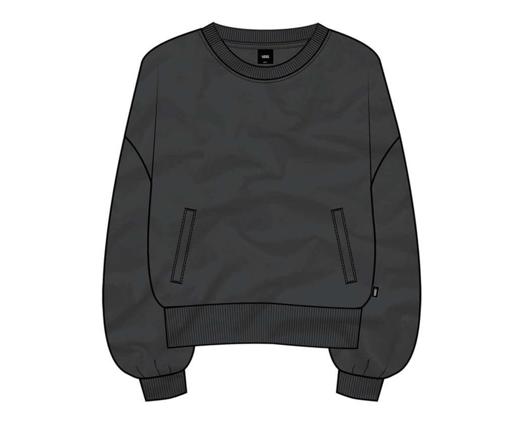 VANS ELEVATED DOUBLE KNIT LOOSE CREW WOMEN'S - BLACK