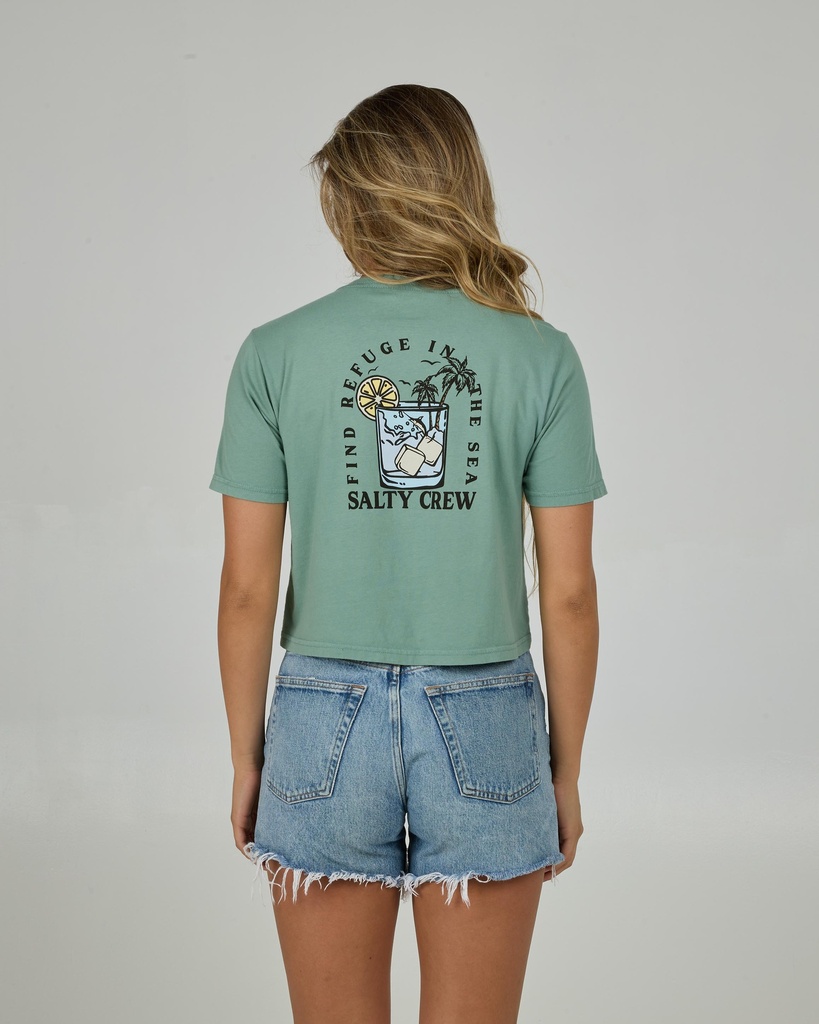 SALTY CREW OCEAN SPRAY CROP TEE WOMEN - SAGE