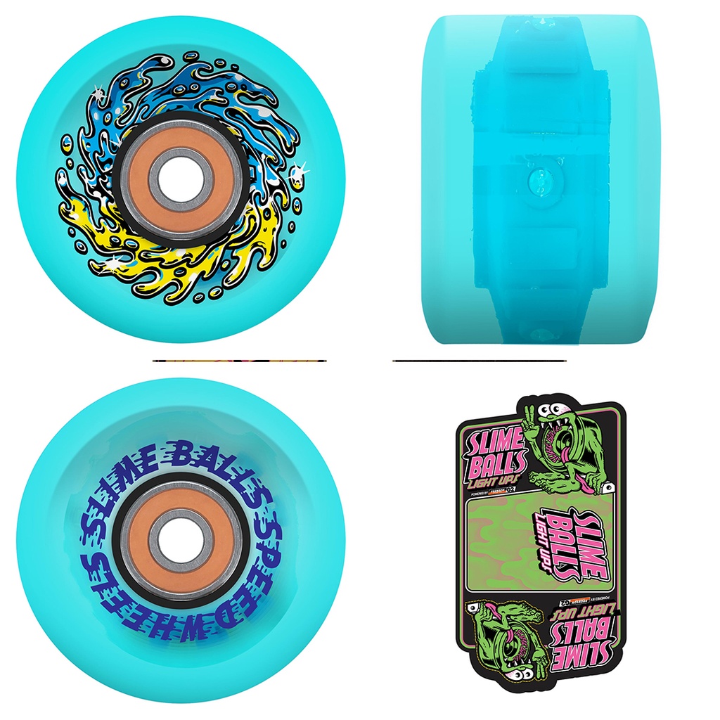 SLIME BALLS WHEELS CHROME LIGHTUPS OG TRANS BLUE 78A 66mm 
