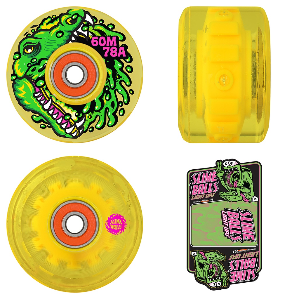 SLIME BALLS WHEELS GATOR SWAMP SPEW LIGHT UPS OG SLIME YEL 78A 60mm