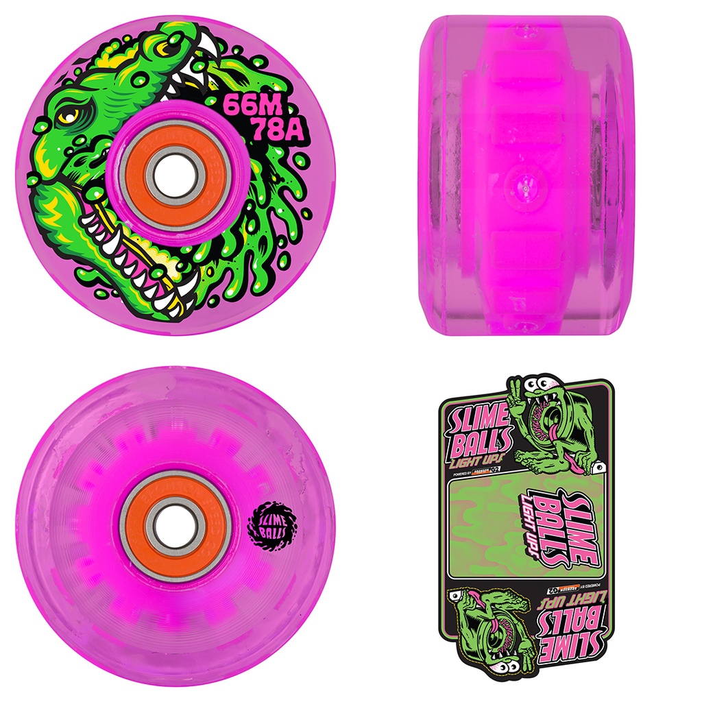 SLIME BALLS WHEELS GATOR SWAMP SPEW LIGHT UPS OG SLIME PNK 78A 66mm