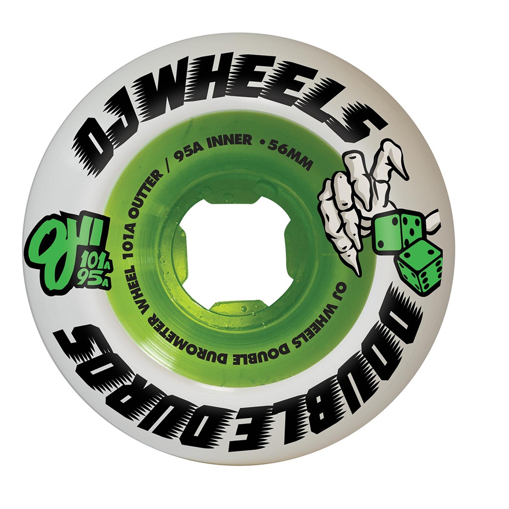 OJS WHEELS DOUBLE DURO WHT GRN 101A/95A 56mm 