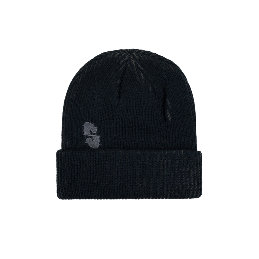 SOUVENIR TWO TONE RIB BEANIE - BLACK