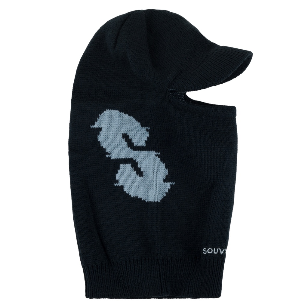 SOUVENIR KNIT VISOR FACE MASK - BLACK