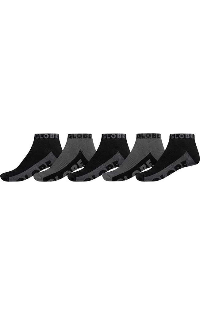 GLOBE B/G ANKLE 5PK SOCKS - BLACK/GREY