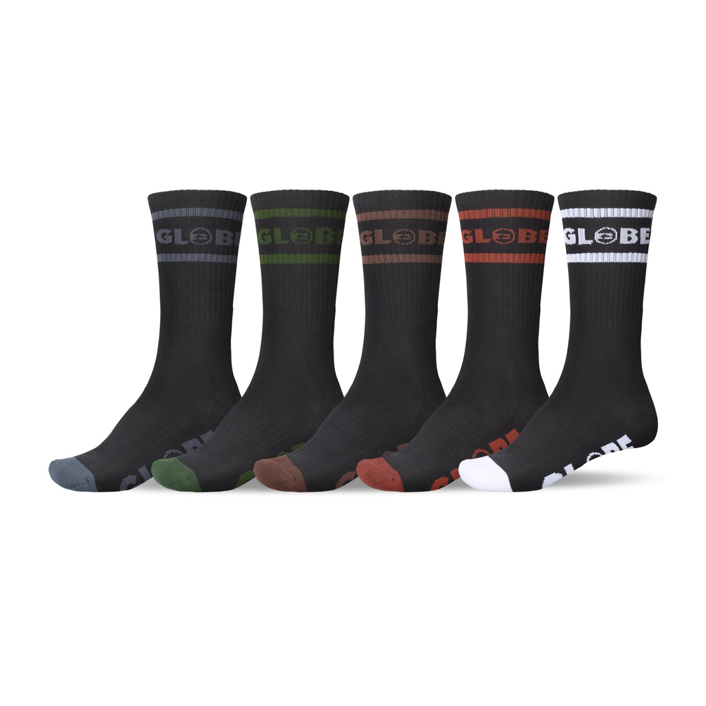 GLOBE TILT HI CREW 5PK SOCK - BLACK/ASSORTED