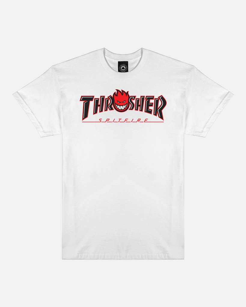 THRASHER X SPITFIRE / BIG HEAD OUTLINE T-SHIRT - WHITE