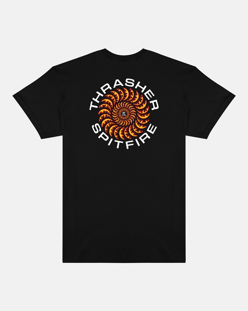 T-SHIRT THRASHER X SPITFIRE / CLASSIC SWIRL - NOIR   