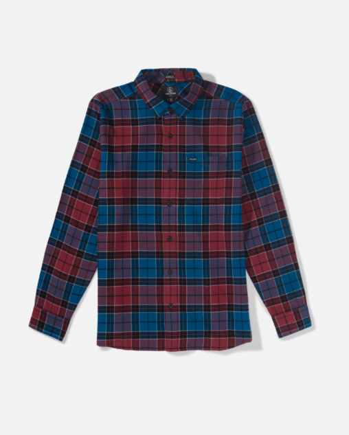 CHEMISE VOLCOM CADEN PLAID FLANNEL LONG SLEEVE - COSMIC BLEU