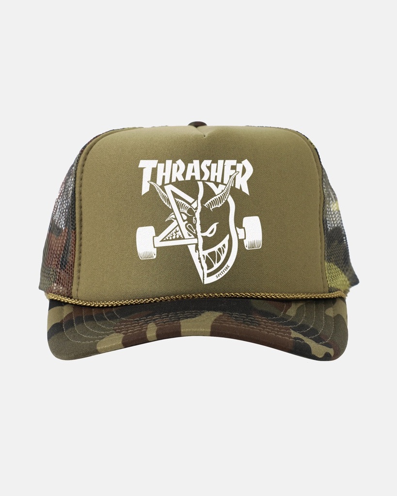 CASQUETTE THRASHER X SPITFIRE THRASH & BURN TRUCKER - CAMO