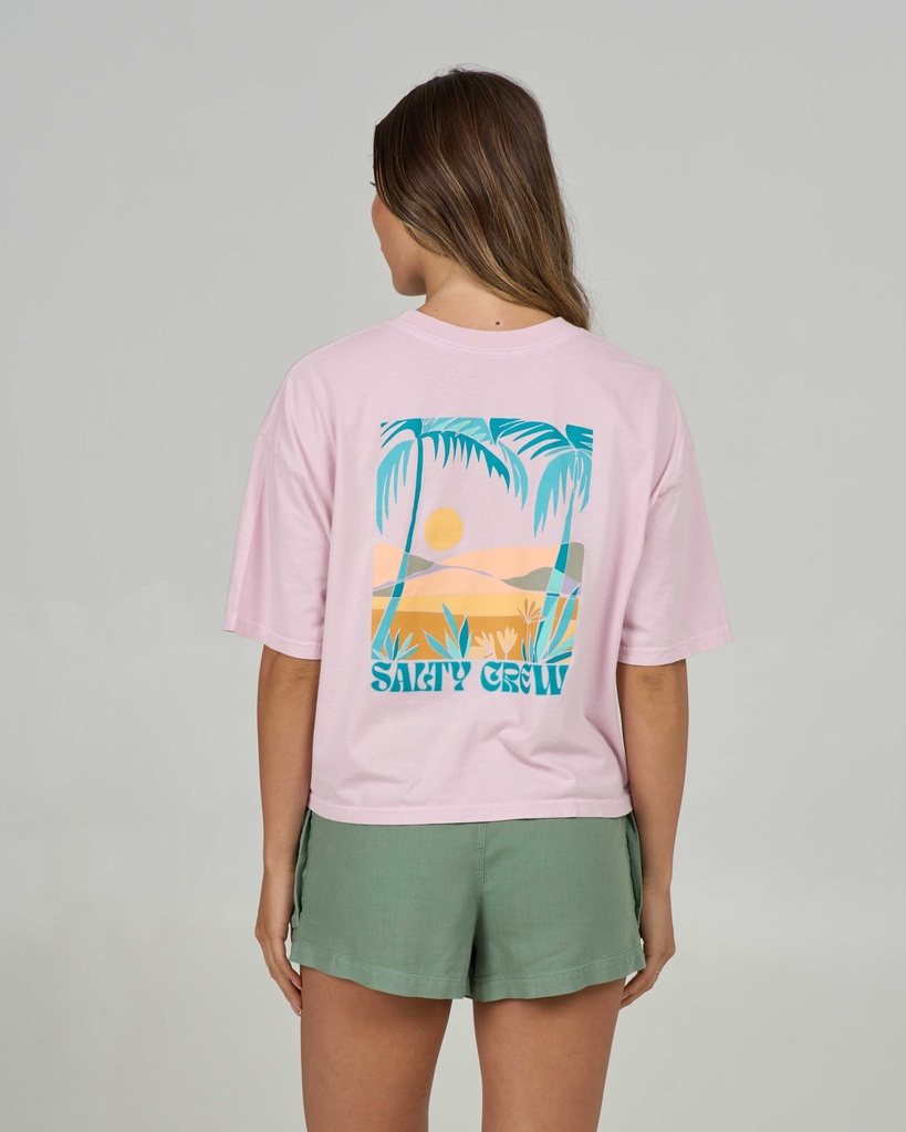 SALTY CREW TRAVEL FAR SKIMMER WOMEN TEE - PINK SKIES