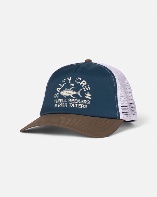 CASQUETTE SALTY CREW STAMPED TRUCKER - DEEP OCEAN/BROWN