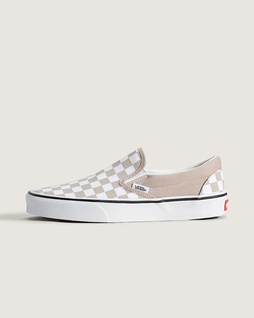 VANS CLASSIC SLIP-ON SHOES - CHECKERBOARD MUSHROOM BROWN