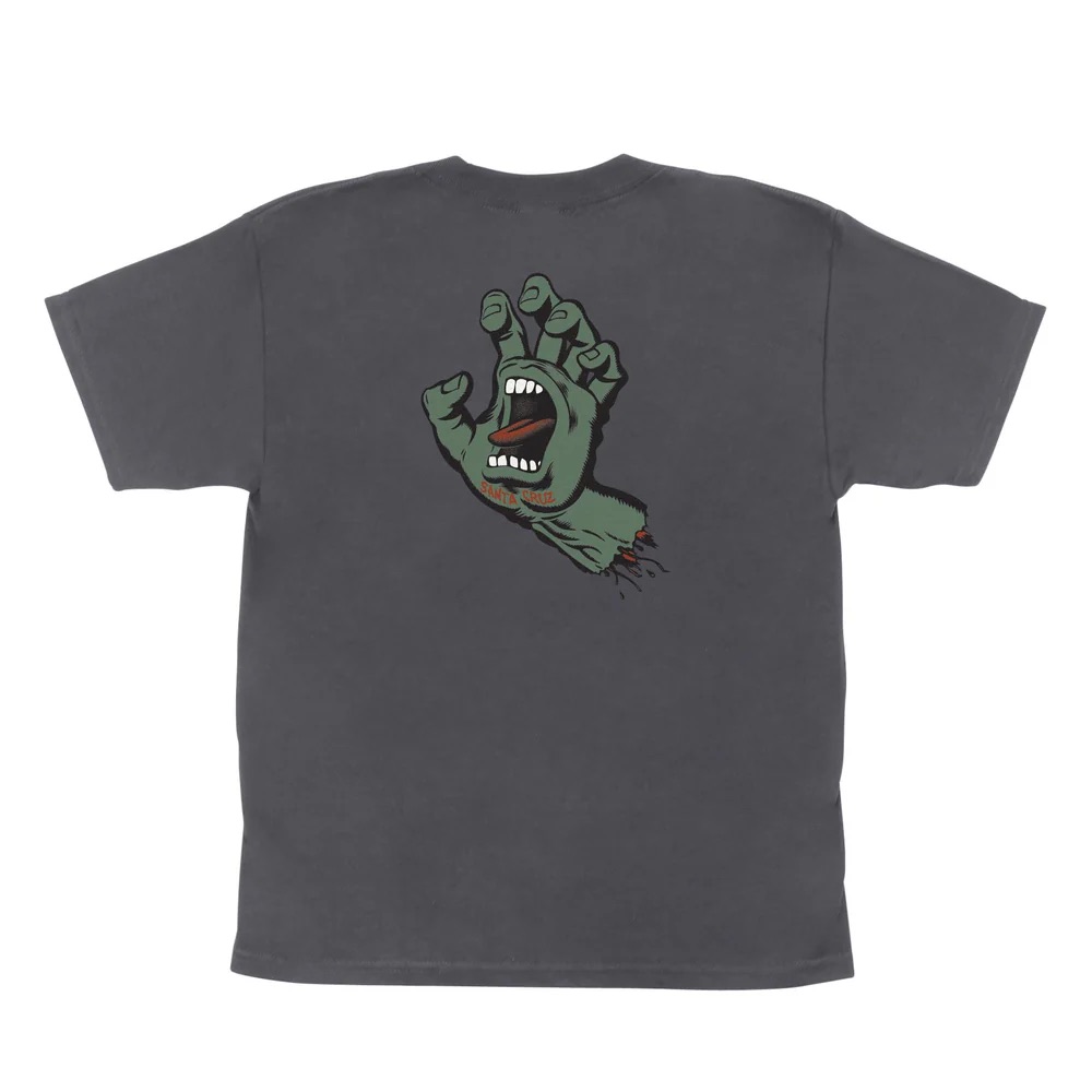 SANTA CRUZ SANTA CRUZ YOUTH TEE SCREAMING HAND - CHARCOAL/MOSS