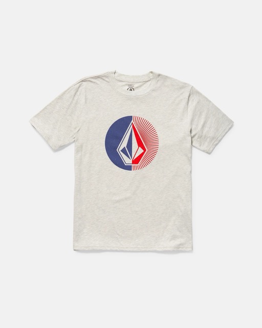 VOLCOM BOY'S CIRCLE STONE SPLIT SHORT SLEEVE TEE - STONE HEATHER