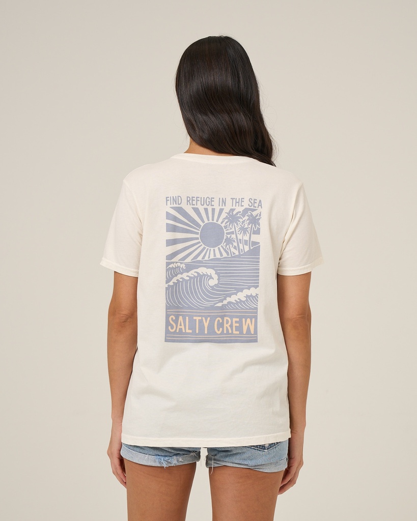T-SHIRT SALTY CREW RISE AND SMILE BF POUR FEMME - OFF WHITE