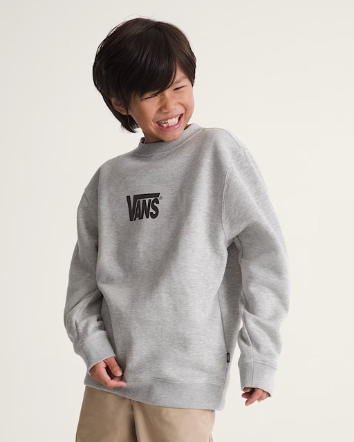 COTON OUATÉ VANS STRETCH LOGO CREW ENFANT - CEMENT HEATHER