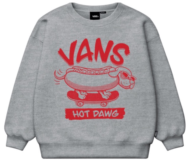 COTON OUATÉ VANS ENFANTS HOT DAWG CREWNECK - CEMENT HEATHER
