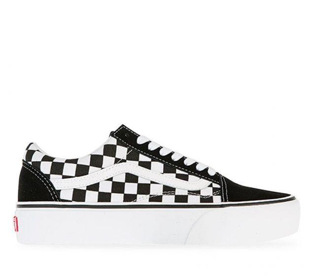 Vans Old Skool Platform Shoes (Checkerboard) Black/White