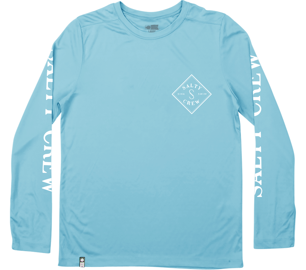 LONG SLEEVE SALTY CREW JUNIOR TIPPET SUNSHIRT - PACIFIC BLUE