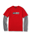 VOLCOM BOYS LONG SLEEVE T-SHIRT SPLIT STONE - RIBBON RED