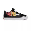 Vans Old Skool Kids Shoes - (FLAME LOGO REPEAT) BLACK