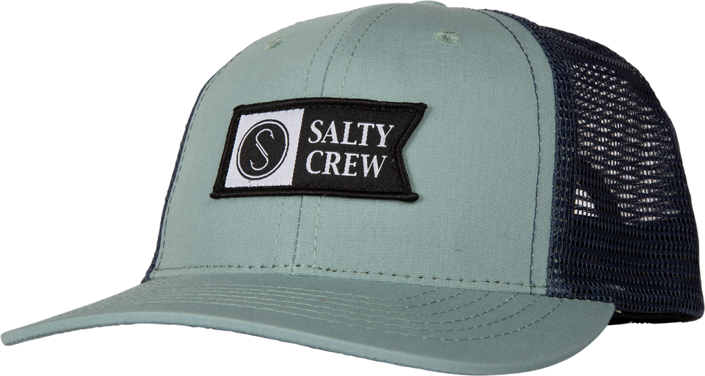 SALTY CREW PINNACLE BOYS RETRO TRUCKER HAT - SAGE/NAVY