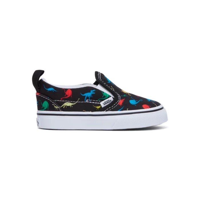 VANS TODDLER SLIP-ON DINO SHOES - MULTI/TRUE WHITE