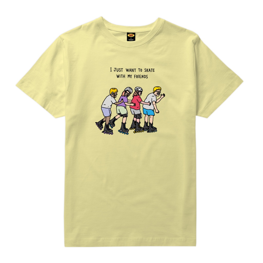 BROTHER MERLE T-SHIRT SKATE WITH FRIENDS - BANANA