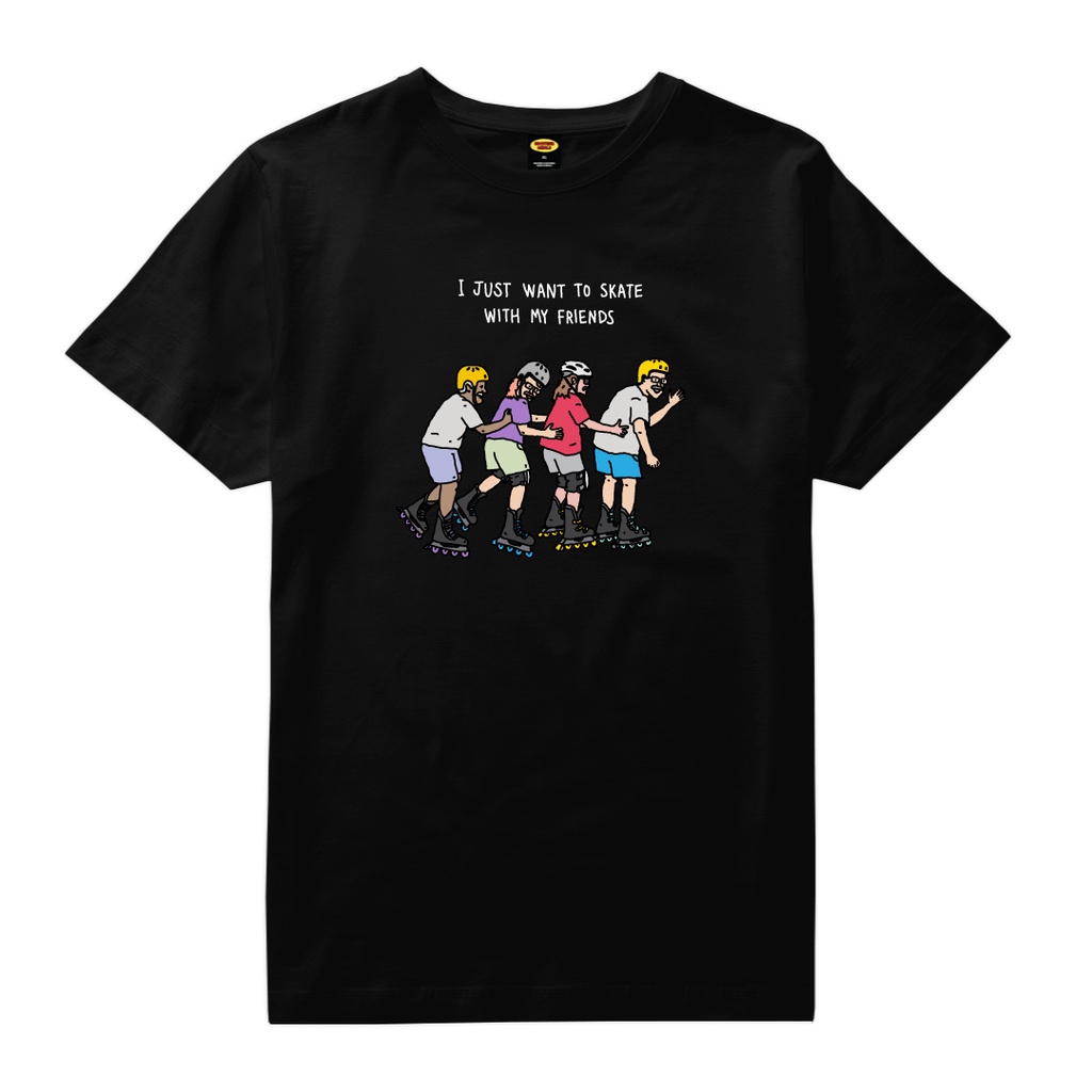 BROTHER MERLE T-SHIRT SKATE WITH FRIENDS - BLACK