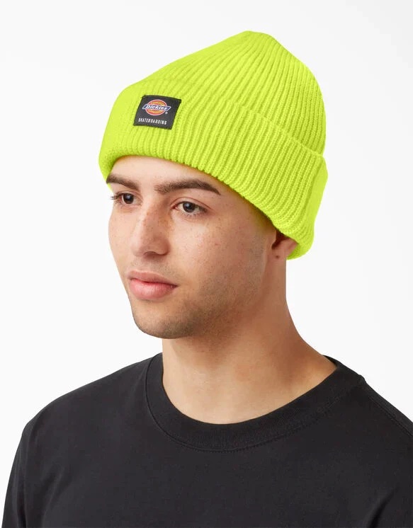 DICKIES SKATEBOARDING KNIT CUFFED BEANIE - NEON YELLOW