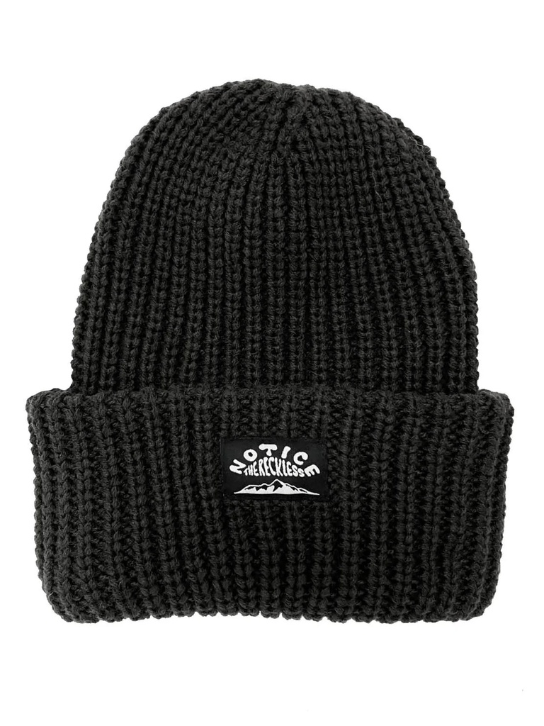 NOTICE THE RECKLESS CHARCOAL BEANIE - BLACK