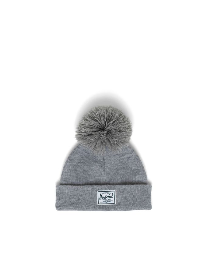 HERSCHEL BEANIE POM BABY 6-18 MONTHS - HEATHER LIGHT GREY