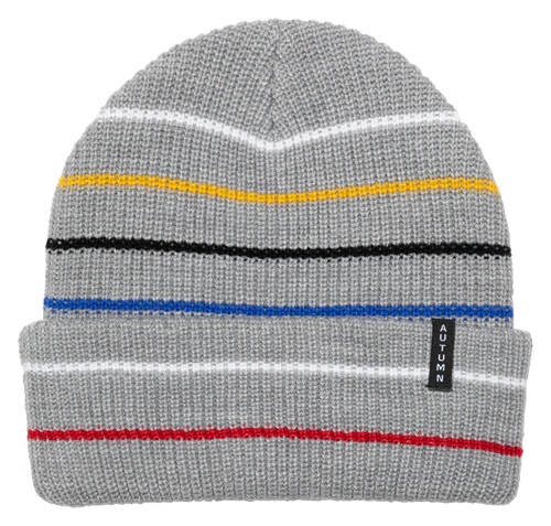 AUTUMN MULTI STRIPE BEANIE - GREY