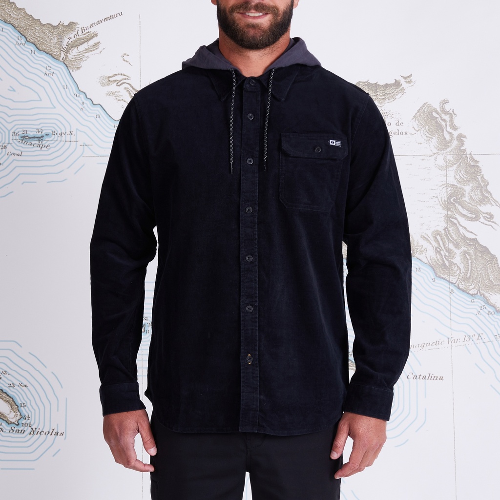 SALTY CREW FINBACK CORD HOOD - NOIR