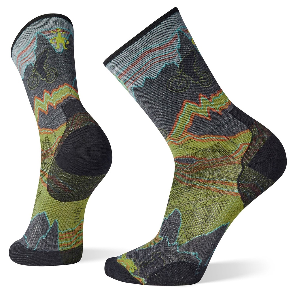 BAS SMARTWOOL CYCLE ZERO CUSHION PRINT CREW - GRAPHITE