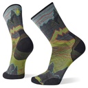 SMARTWOOL CYCLE ZERO CUSHION PRINT CREW SOCKS - GRAPHITE