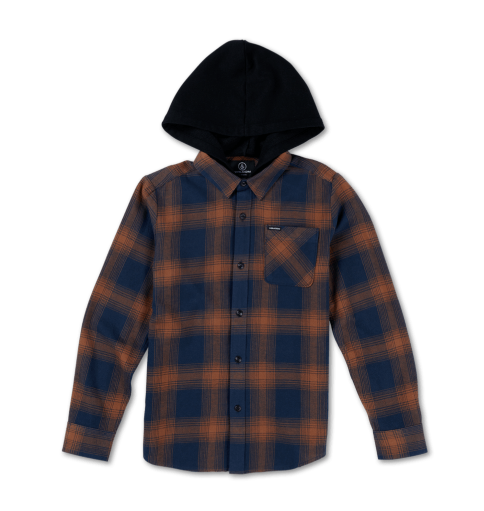 VOLCOM BOYS NETASTONE LONG SLEEVE HOODED - NAVY