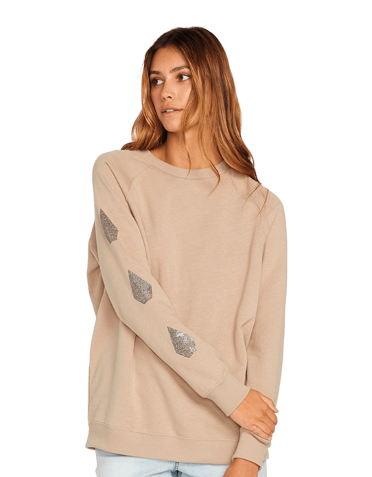 CHANDAIL À MANCHE LONGUE VOLCOM STONE MAGIC BOYFRIEND CREW POUR FEMME - TAUPE